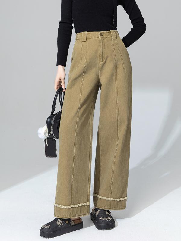 パンツ レディース ?腿? ズボン ボトムス ワイドパンツ ストレートパンツ チノパン カジュアルパンツ ワークパンツ ルーズ リラックス 部屋着 ルームウェア 綿 コットン 楽ちん ゆったり 体型カバー フリンジ プリーツ ギャザー 無地 レトロ かわ｜ビジョンストア