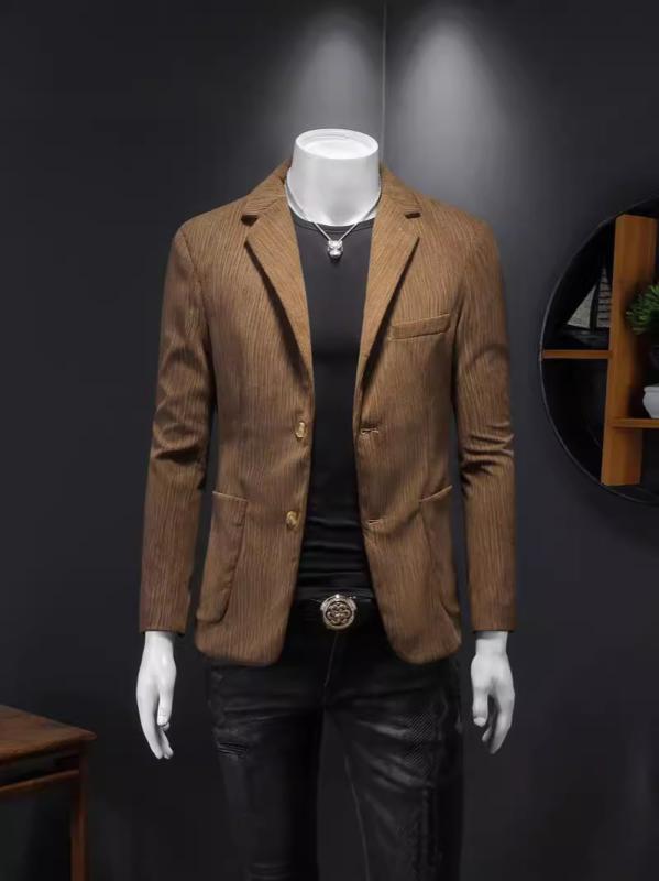 テーラードジャケット メンズ 秋服 アウター コールテン コーデュロイ 細身 スリム ストライプ ヴィンテージ風 レトロ ビジネス カジュアル 紳士服 上着 暖かい 防寒 普段使い 通勤 通学 ブラック ブラウン｜ビジョンストア 9,179円