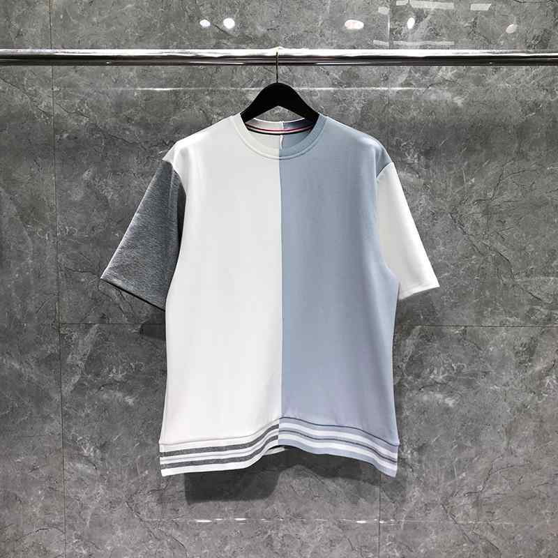 Tシャツ メンズ レディース 男女兼用 半袖 トップス カットソー クルーネック 丸首 切り替え 配色 カジュアル プルオーバー ファッション アメカジ ストリート ルーズ シルエット 綿 コットン コットン 混紡 柔らかい 通気性 快適｜ビジョンストア