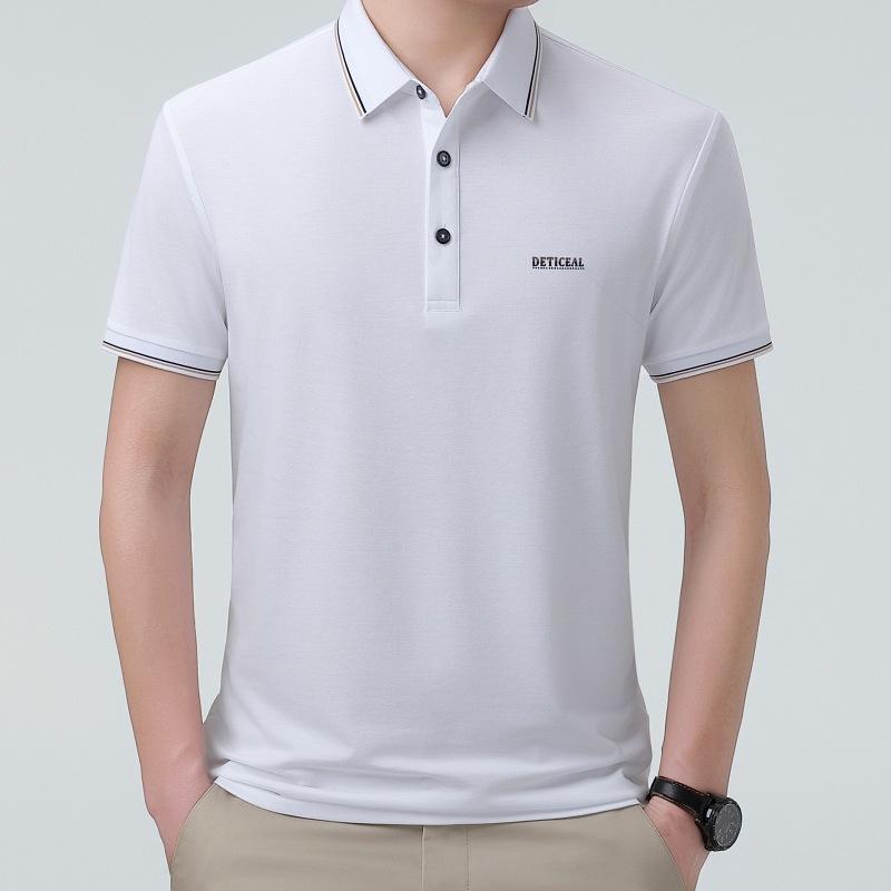 ポロシャツ メンズ 男性用 半袖 襟付き シルク 桑蚕? Tシャツ ティーシャツ カットソー トップス 夏 サマー 薄手 無地 紳士服 お父さん 父親 旦那 パパ プレゼント ギフト カジュアル ビジネス クールビズ 上品 快適｜ビジョンストア