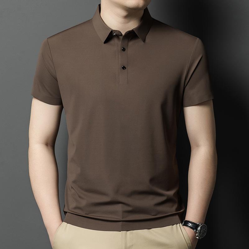 POLOシャツ メンズ トップス Tシャツ 接触冷感 半袖 襟付き 桑蚕? シルク 絹 形態安定 ノーアイロン 紳士服 普段着 ビジネス カジュアル 通勤用 通学用 涼しい 薄手 無地 カットソー 高級感 シャツ プルオーバー|ビジョンストア