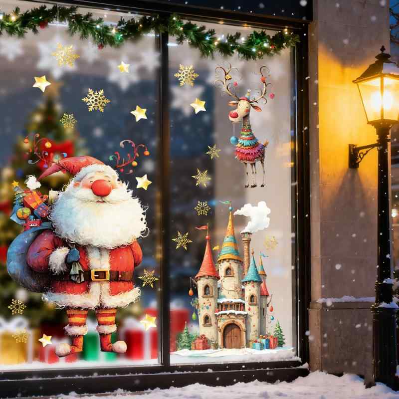 【楽天市場】Hianjoo クリスマス ウィンドウ ステッカー 窓ステッカー 窓ガラス用シール Merry Christmas 装飾 静電気 ...