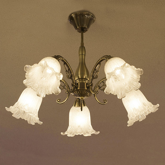【百貨店SALE_10%OFF】クラシカルシーリングランプ 5灯 ロクサーヌ アンティークブロンズ LED白熱電球相応う E26口金 古典派音楽 アンティーク風 姫系 室内装飾 硝子 バス発着場 販売店 赤ちょうちん 【ATC】