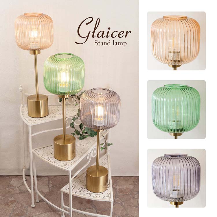 【ATC】テーブルランプ（1灯） テーブルライト 卓上ライト 照明 ガラスシェード レトロ かわいい【Glaicerグレイシャー】【LED電球付き】