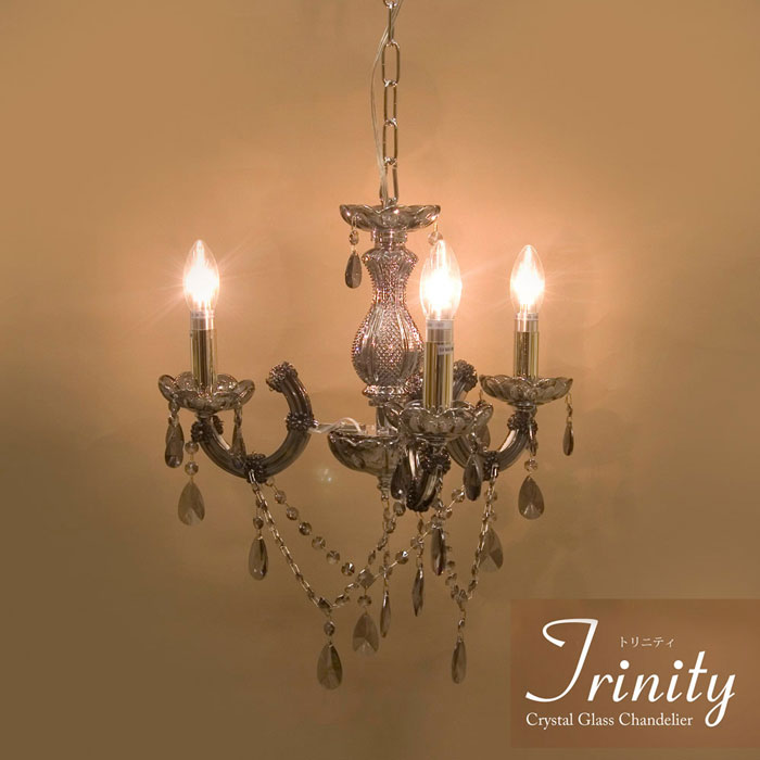 3灯クリスタルガラスシャンデリア Trinity(トリニティ) ブラック LED電球対応 E12口金 クラシック アンティーク風 姫系 インテリア ガラス 店舗 ショップ サロン 【ATC】｜ビタミンバスケット 18,744円