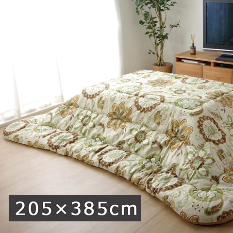 こたつ布団 長方形大 国産 花柄 掛け単品 ブラウン 約205×385cm 6柄シリーズ【送料無料】※同梱不可