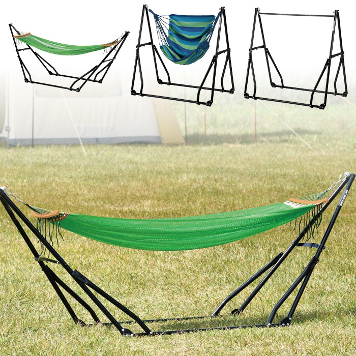 未開封　スチールポール 3WAYハンモックセットUD-2019 スチールポール 3WAYハンモックセット(グリーン・ブルー