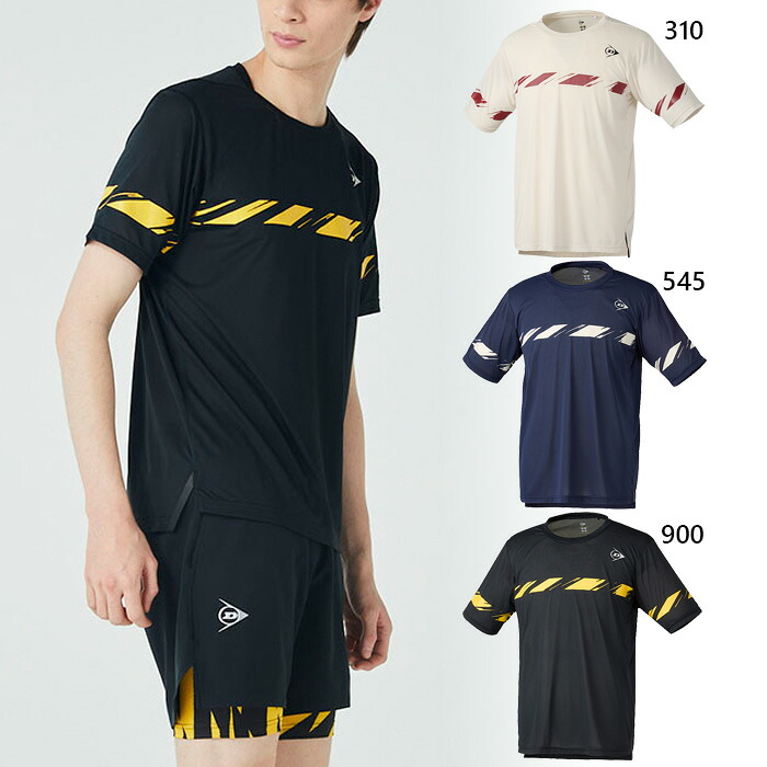 ダンロップ メンズ レディース 力くらべティーシャツ GAME SHIRT 庭球 バドミントンお召しもの トップス 半袖 吸水速乾 黒いこと 黒 米国海軍 貨物輸送無料 DUNLOP DAP1540 Tシャツ-スポーツ・アウトドア-テニス