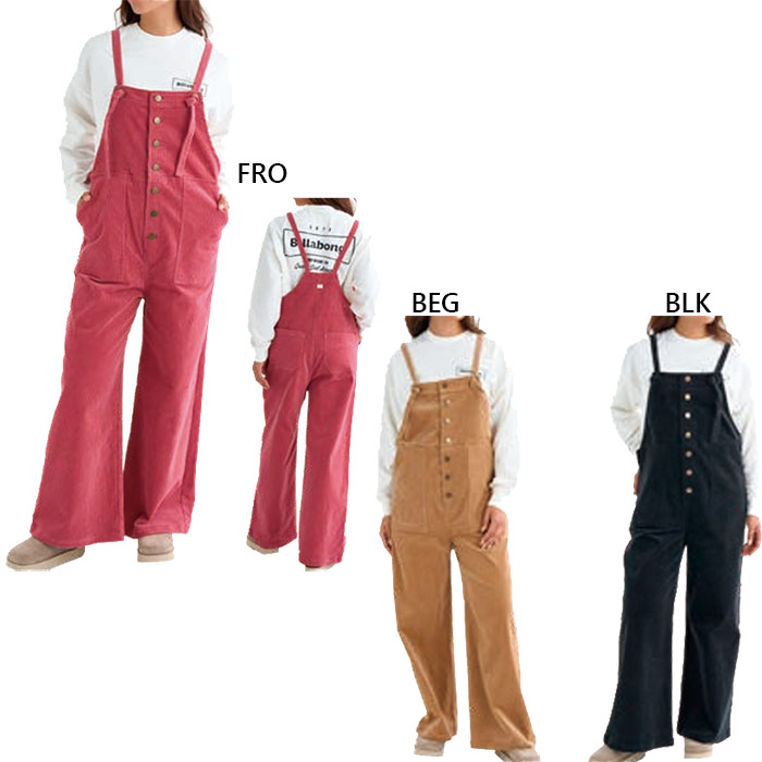 ビラボン レディース コーデュロイ サロペット CORDUROY SALOPETTE L ロングパンツ カジュアルウェア ブラック 黒 ピンク ベージュ 送料無料 BILLABONG BF014704