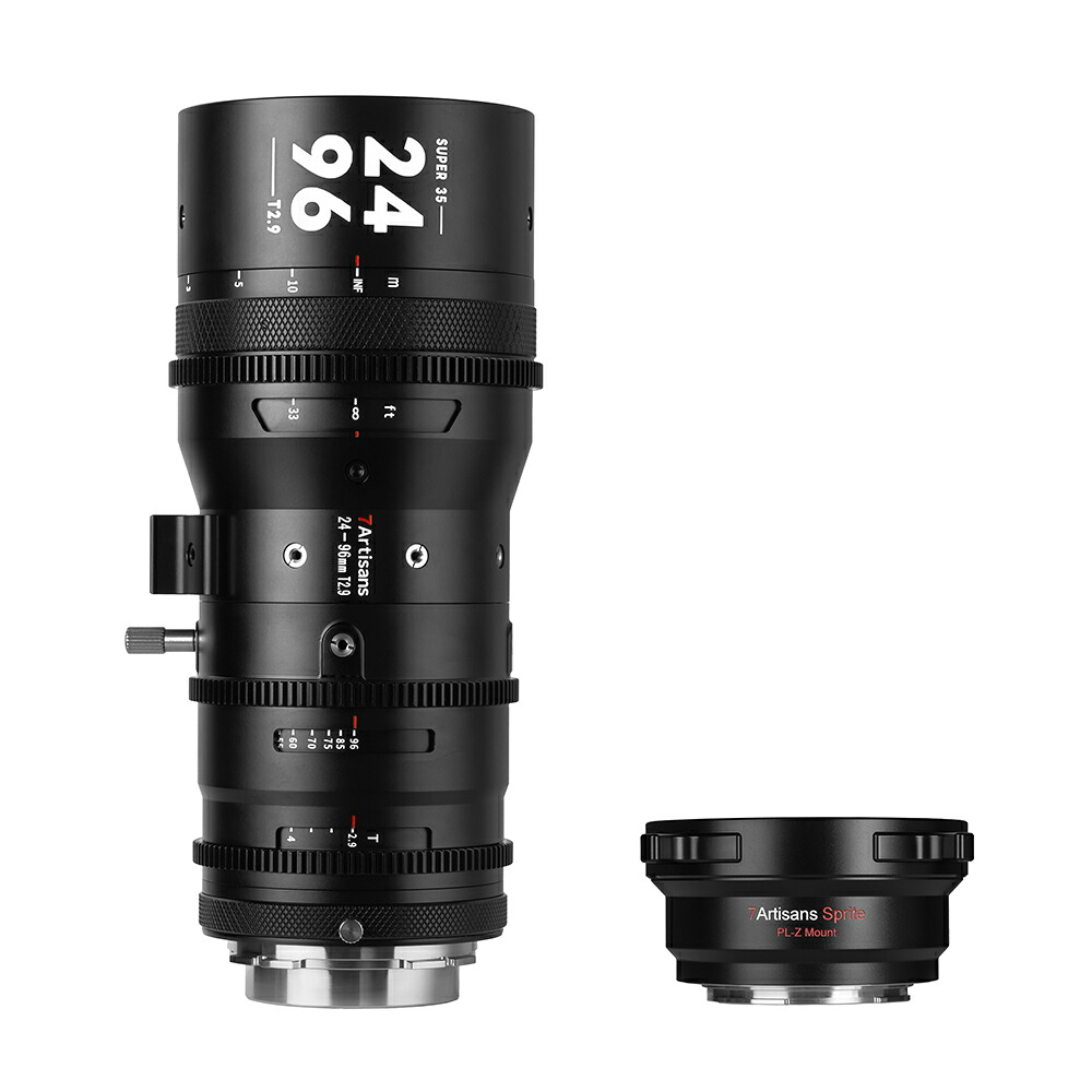 7Artisans 24-96mm T2.9 ズームシネマレンズ S35フレーム Spriteシリーズ 大口径 マニュアルフォーカス ズームレンズ Nikon Zマウント対応 映画製作、動画撮影に適用 PL-Zマウントアダプター Adapter Kit｜vitopal