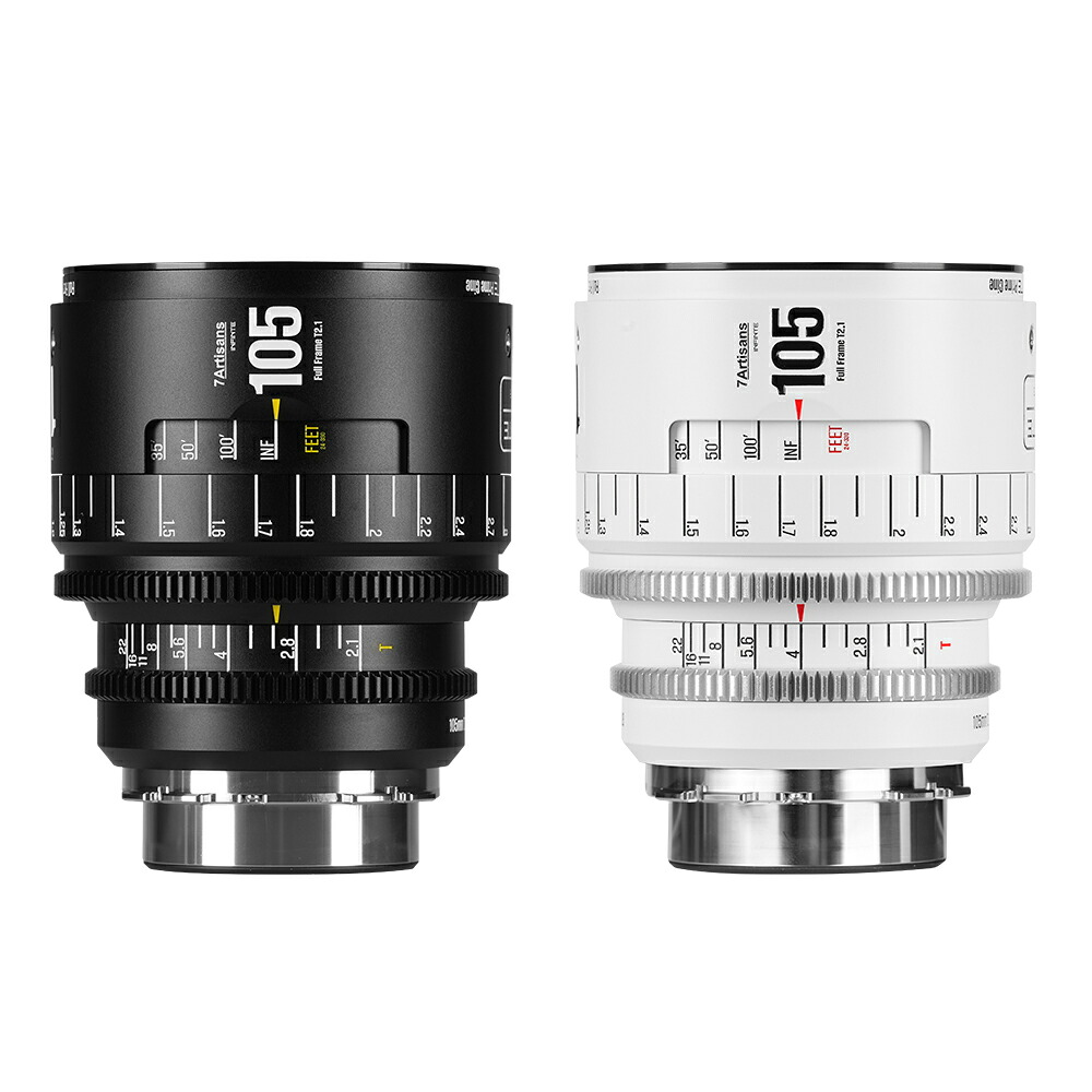 7Artisans 105mm T2.1 INFINTEシリーズ シネマレンズ フルサイズ 大口径 43.5mmイメージサークル対応可能 23.8°画角 1m最短撮影距離 PL EFマウント対応 (ブラック・ホワイト)|vitopal