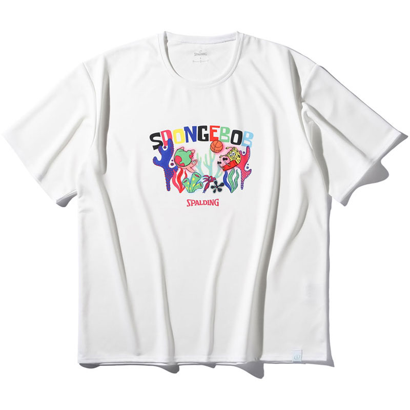 SPALDING スポルディング Tシャツ スポンジボブ アンダーザシー バスケットボール 半袖Ｔシャツ (smt25151s-2000)