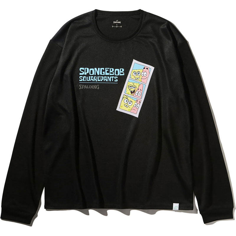 SPALDING スポルディング ロングスリーブTシャツ スポンジ・ボブ フォト バスケットボール 長袖Ｔシャツ (smt25153s-1000)