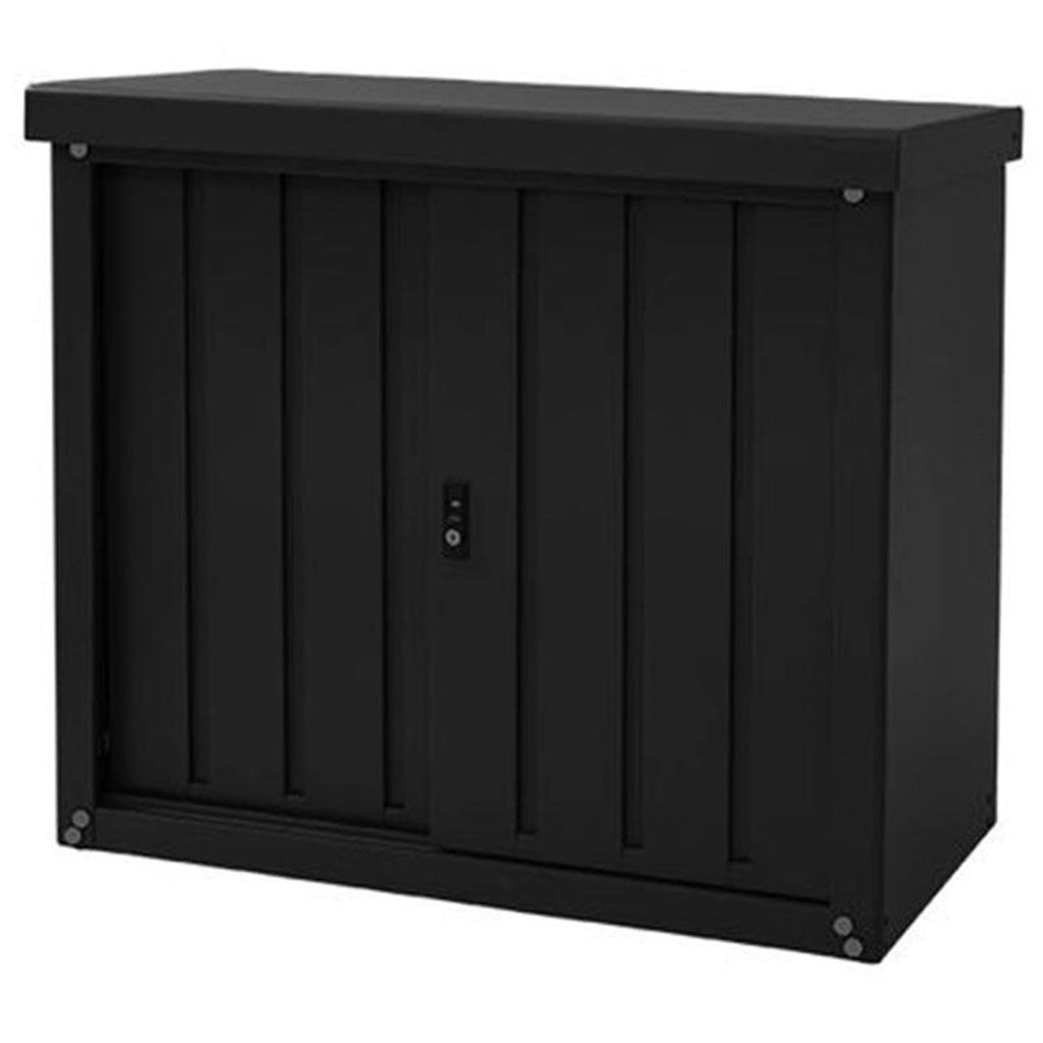 山善　デザイン収納庫 幅927×奥行495×高さ834mm DSSBー098（BK）　ガーデンマスター