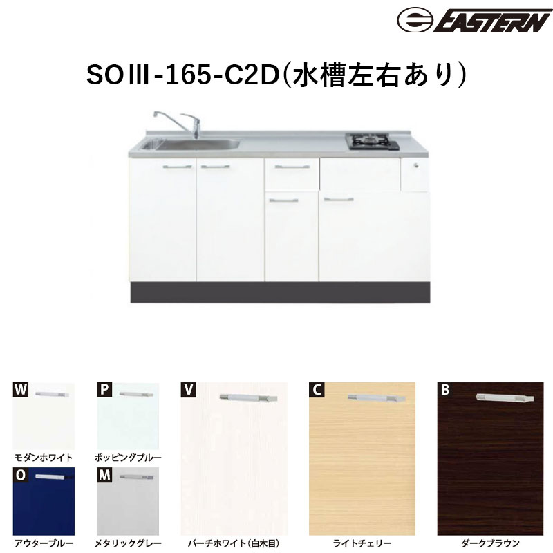 SOIII-165-C2D(海洋博物館働き掛けるあり) W1650*D600*H850(粍)   ソ内鰓III(縦型2口熱する備品相応う) 軍事基地押し入れ イースタン実業 貨物輸送無料 熱する備品別途 水栓別途