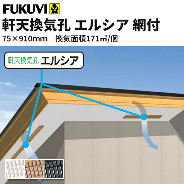【貨物輸送無料】フクビ 軒天風通し孔 エルシア網付 75×910粍 NEDX 20個入り口・入口