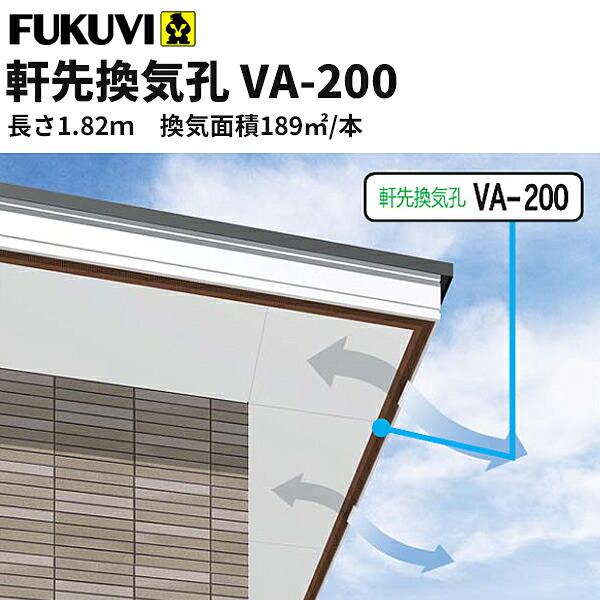 【貨物輸送無料】フクビ 軒先風通し孔 VA-200 長さ1.82ｍ VA200 50本入り口・入口