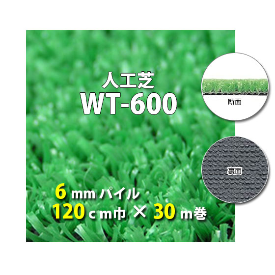 【貨物輸送無料】人工芝 WT-600 6粍パイル 120ｃｍ巾 30ｍ巻 人工芝 人工 芝地 国産 庭園 ガーデニング 回廊 露台 中庭 庭 外 組みたてる一こま 愛玩動物 ゴルフ