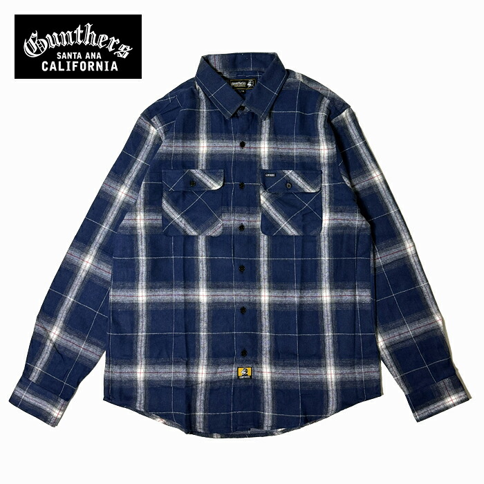 【GUNTHERS】GUNTHERS - BIRCH STREET - FLANNEL BLUE OMBRE SANTA ANA ガンターズ 長袖プルオーバー 読み合わせるプルオーバー BLUE メンズ トップス 長袖 長袖プルオーバー 気が大きい大きさ 心地よい 読み合わせる プルオーバー フランネルプルオーバー ブランド名 アメカジ 今めかしい かっこいい