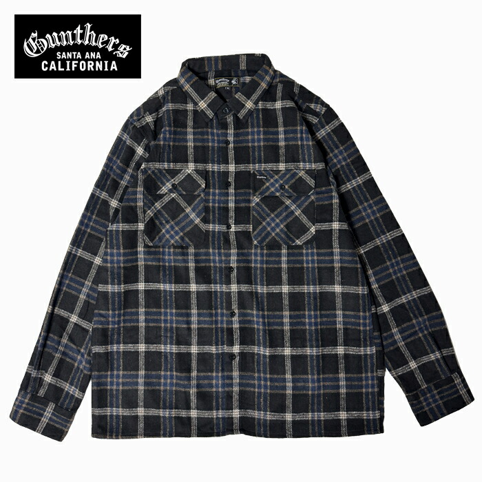 【GUNTHERS】 GUNTHERS - BIRCH FLANNEL - BLACK NAVY PLAID SANTA ANA ガンターズ 長袖プルオーバー 読み合わせるプルオーバー 黒いこと メンズ トップス 長袖 長袖プルオーバー 気が大きい大きさ 心地よい 読み合わせる プルオーバー フランネルプルオーバー ブランド名 アメカジ 今めかしい かっこいい