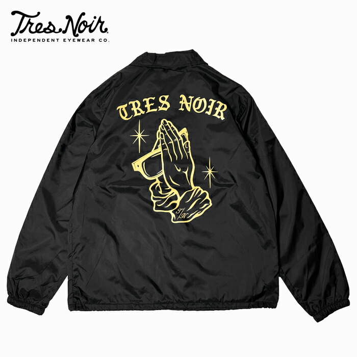 【TRES NOIR】 - PRAY TO BE WAYCOOLER - NYLON COARCH JACKET トレノア ナイロンコーチジャケット BLACK メンズ 上衣 心地好い 表どおり ゆったり ナイロン コーチジャケット アメカジ ナイロンコーチジャケット ブランド名