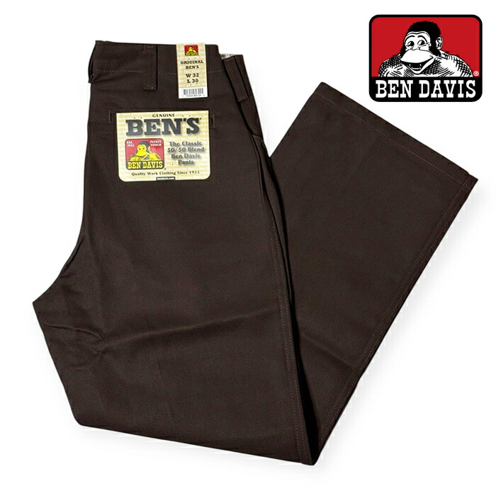 【BEN DAVIS】  BEN DAVIS ORIGINAL BEN PANTS - BROWN - ブラウン ベンデイビス ワークパンツ チノパン ワイドパンツ USA企画 カリフォルニア直輸入 カリフォルニア ストリート メンズ