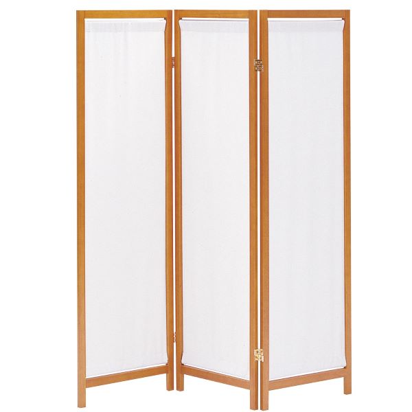 UTILITY 弘益 木製スクリーン 帆布 3連 HT-3 BR 幅44(×3) 奥行2 高さ150cm 天然木パイン材 折りたたみ 送料込み