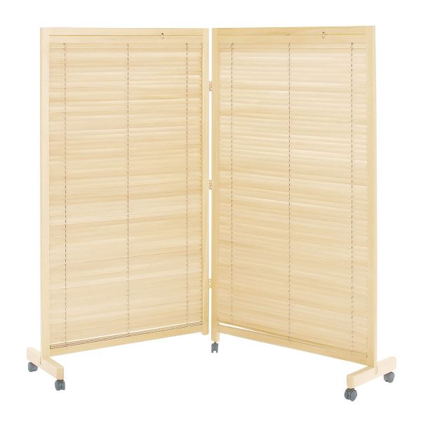 UTILITY 弘益 衝立2連 JP-LB2 NA 幅85(+90)cm 奥行37cm 高さ155cm 天然木桐材 折りたたみ 送料込み