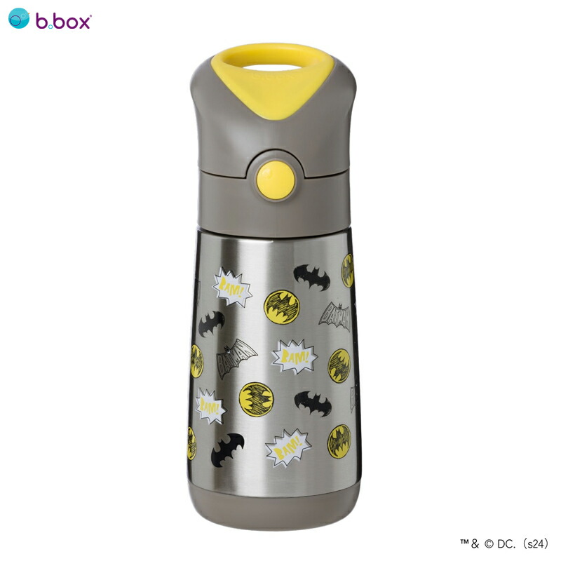 bbox ビーボックス ストロー 水筒 子供 携帯 ステンレスボトル バットマン BATMAN 断熱ドリンクボトル サーモボトル 保温 保冷 魔法瓶 キッズ ボトル 持ち運び おでかけ 保育園 熱中症対策 ギフト プレゼント 350ml 1歳 2歳 3歳 4歳 5歳画像