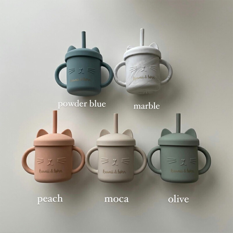 ねこマグ Kawaiiborn マグカップ 蓋つきストローマグ 離乳食 食洗機対応 電子レンジ対応 食器 くすみカラー シリコン ねこマグ Kawaiiborn マグカップ 蓋つきストローマグ 離乳食 食洗機対応 電子レンジ対応 食器 くすみカラー シリコン