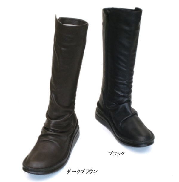 ・In Cholje（インコルジェ）足に愛想のいい靴 本革！くしゅくしゅロングブーツ（8384） 日本製    靴 レディース 亭主もち靴●貨物輸送無料