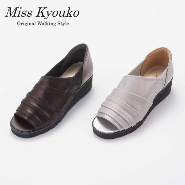 ・【Miss Kyouko】ミスキョウコ 箔メッシュサンダル 4E　日本製 靴　レディース　婦人靴 ●送料無料