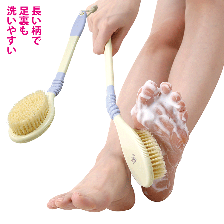 楽天市場 ボディーブラシ 背中ニキビ 対策 体洗い たまちゃんのつるつる ブラシ 背中 まで届く ロングブラシ ボディブラシ ロング 豚毛 バス 風呂 グッズ ヴィヴィアン マルシェ