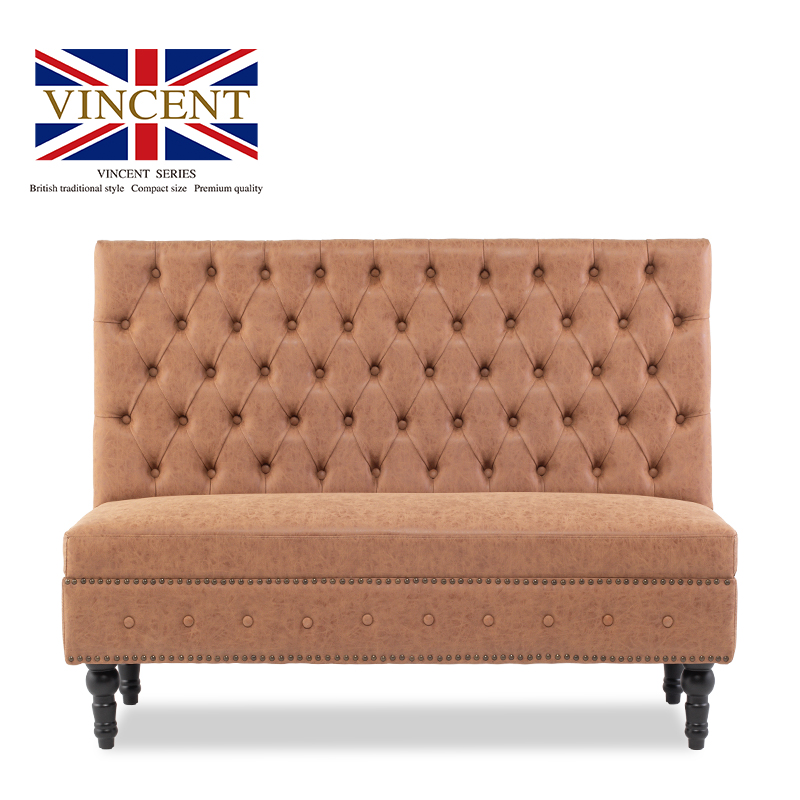 アンティーク イス ソファ ソファー sofa ベンチソファ 2人掛け 3人掛け 2人用 3人用 組み合わせソファ ベンチ チェア 椅子 いす ハイバック 合皮 チェスターフィールド ソファ キャメル PUレザー ヴィンセント 格好いい 英国調 高級感 おしゃれ カフェスタイル VZP39K