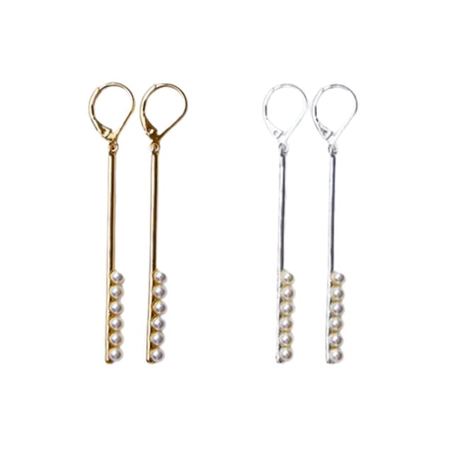 ガラス パール フレンチフック ライン ピアス シルバー ゴールド バー レディース きれいめ 上品 9857864 brass 真鍮 ブラス