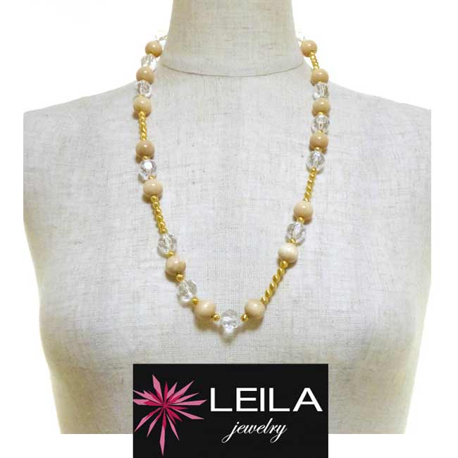 LAセレブ 愛用 leila レイラジュエリー エレガント ウッド クリア ネックレス ボリュームネックレス ロングネックレス｜ｖｉｖｉｄ-ｖｉｖｉｄ