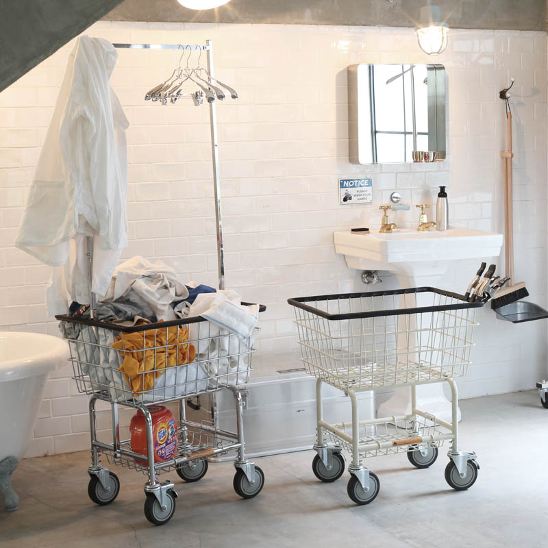 H20-0139IV LAUNDRY CART WITH POLE RACK IVORY ランドリー カート ウィズ ポール ラック 収納 整理 キャスター 洗濯 おもちゃいれ DULTON ダルトン