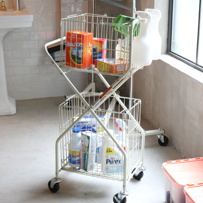 H20-0143IV LAUNDRY TROLLEY IVORY ランドリー トローリー ランドリー カート 一人暮らし ラック 収納 整理 キャスター付き 洗濯 おもちゃいれ DULTON ダルトン