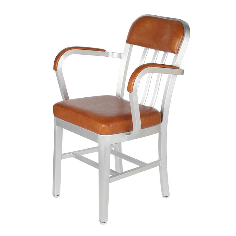貨物輸送無料 AG-0424ARM 手有り ALUMINUM CHAIR 居敷き 軽銀原材料 赤銅色の座布団 待ち合い室 応接室 リビング 晩ご飯 喫茶店DULTON ダルトン