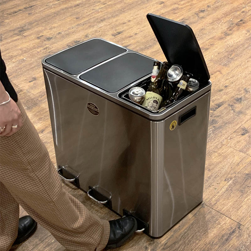 Dulton ダルトン 3コンパートメント ビン 54L ステンレス製ゴミ箱 DULTON ONLINE SHOP | 3 COMPARTMENT BIN 54(54L): ハウスウェア