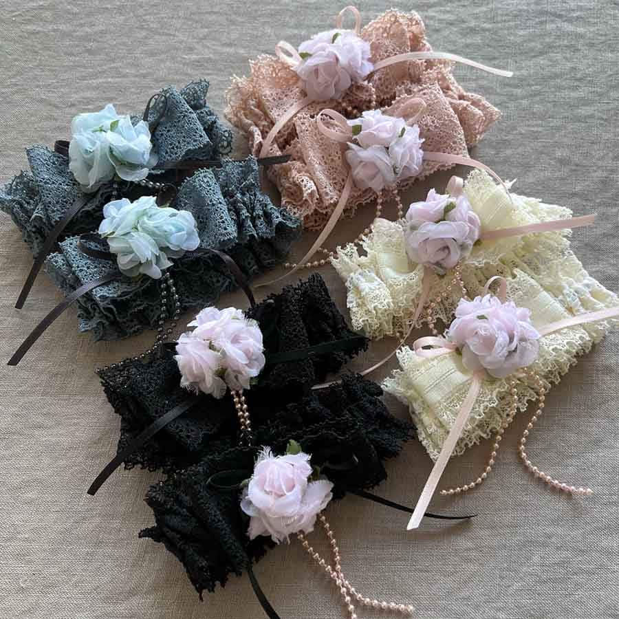 専門店 アームバンド オーガンジーフラワー 2個入り両腕用 レース ローズ 薔薇 バラ 花 姫系 プリンセス 腕 シュシュ おしゃれ かわいい  クラシック