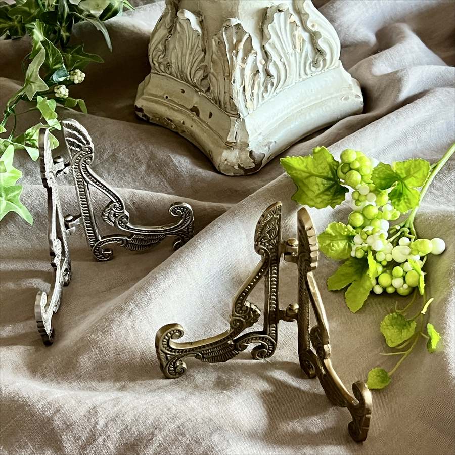 ヴィンテージ　大型イーデル　真鍮　イタリア製 イーゼル M ミディアム 皿立て ゴールド エレガント ロココ 388216