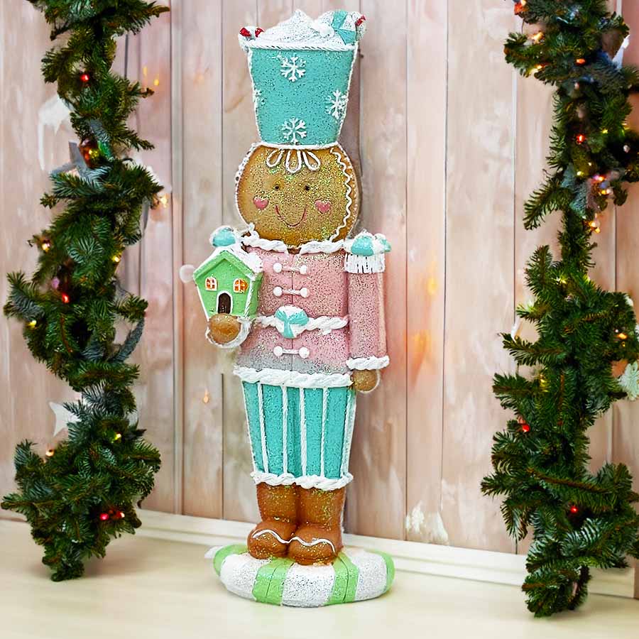 クリスマス スイーツドール お菓子の人形 ブルーの帽子 オーナメント ジンジャーマン ジンジャーブレッドマン おしゃれ かわいい アンティーク風