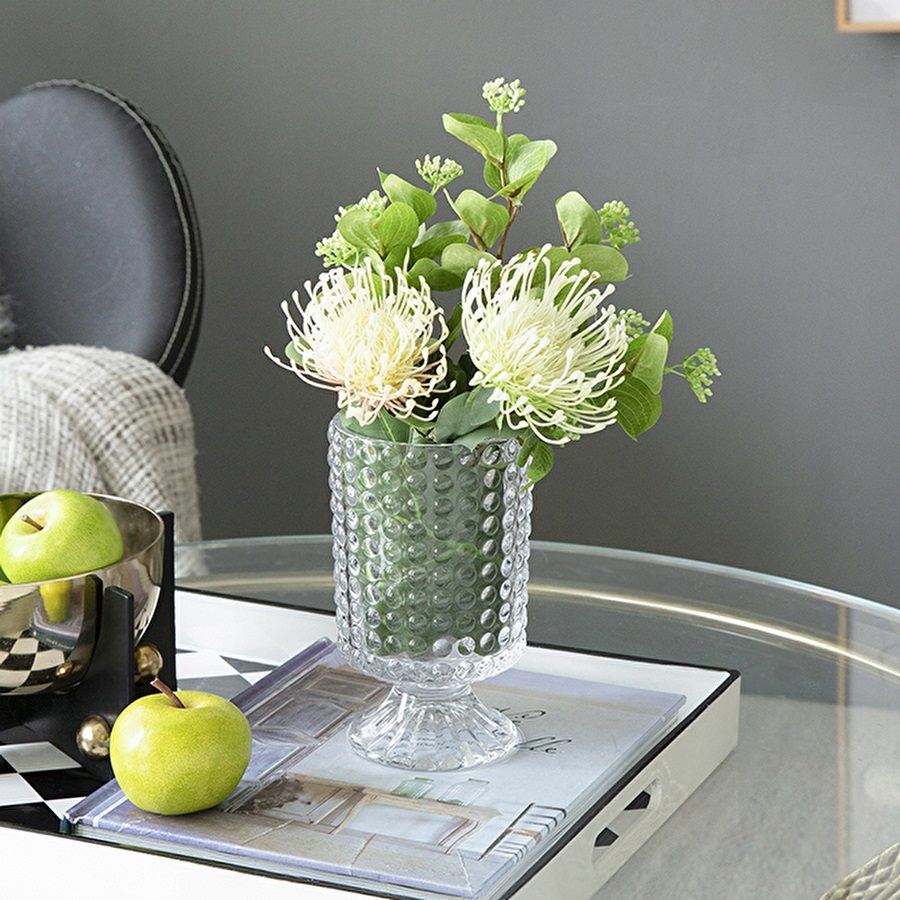 シャビーシック ガラス花瓶 ブルー Lサイズ シャビーシック ガラス花瓶 ブルー Lサイズ 花瓶 フラワーベース