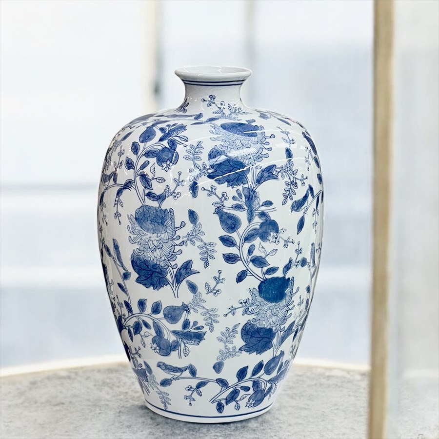 【5％OFFクーポン｜14日20時～17日9時59分までの期間限定】シノワズリ 花瓶 磁器 高さ44.5cm 花器 陶磁器 フラワーベース クラッシック モダン 店舗 置物 ジャー ホテル ショップ ディスプレイ 和洋折衷 ヨーロピアン 輸入雑貨