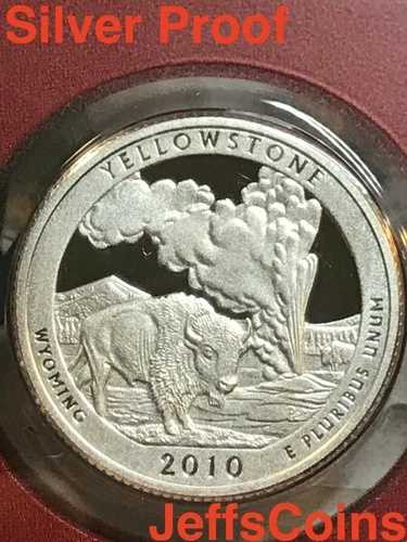 2010年 Sミントプルーフ イエローストーン国立公園 25セント硬貨 MT WY 90%銀 ATB 米国造幣局|WORLD RESOURCE【QUEEN店】