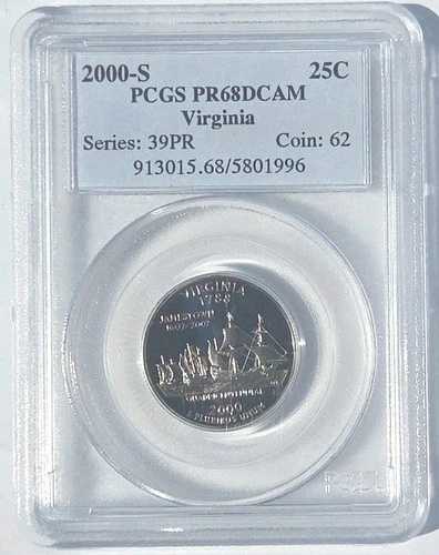 2000年S 25セント クラッド バージニア クォーター PCGS PR68DCAM|WORLD RESOURCE【QUEEN店】