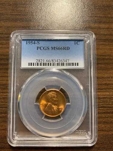 1954年Sミント リンカーン ウィート ペニーセント 1セント PCGS MS 66 レッド (RD) タイプ1、ウィートリバース|WORLD RESOURCE【QUEEN店】