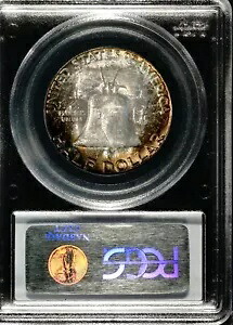 1958 フランクリン ハーフダラー シルバー、UNC、PCGS MS65FBL、豊かな色と光沢、294