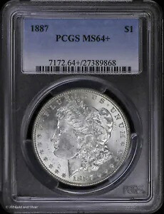 1887-P $1 モルガン シルバー ダラー PCGS MS 64+ |非流通 UNC BU
